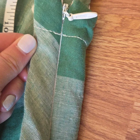 Anthropologie Maeve Greta Gingham Dress Sundress Size 4 Green and White Midi - Picture 12 of 13